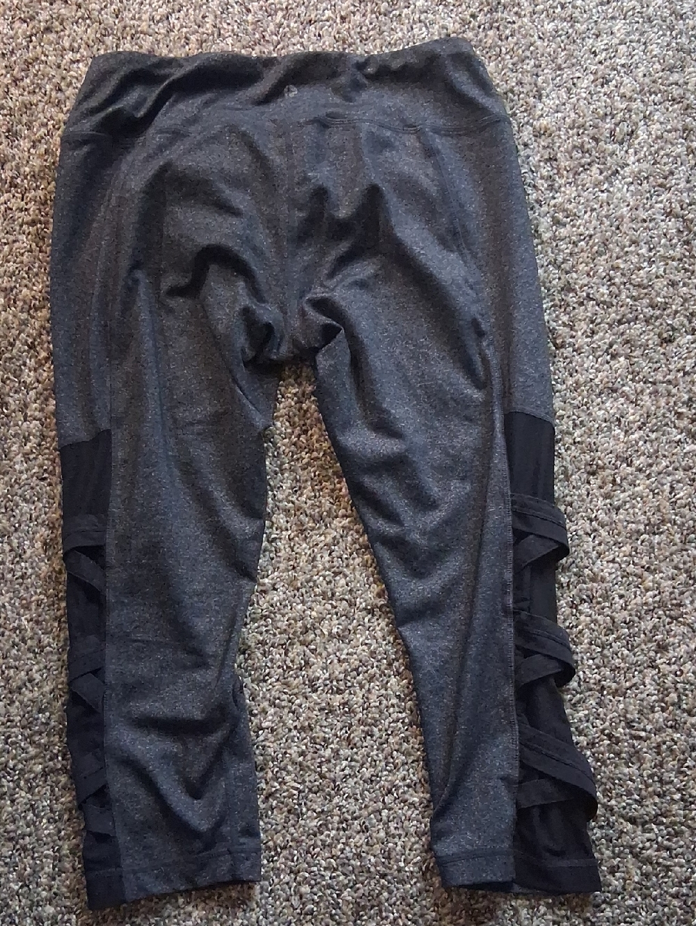 Gray Leggings with Black Side Panel Detail
